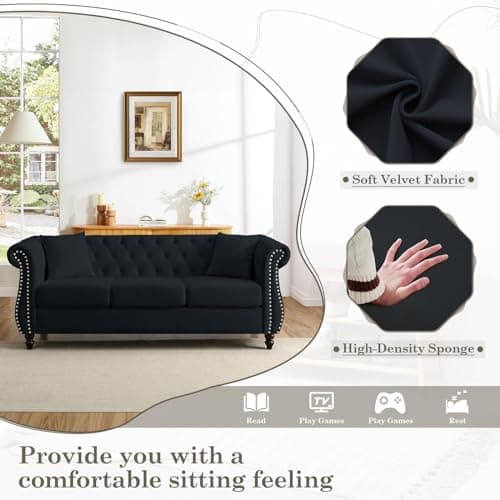 JEEOHEY Chesterfield Sofa Set,2 Pieces Button Tufted Velvet Couch