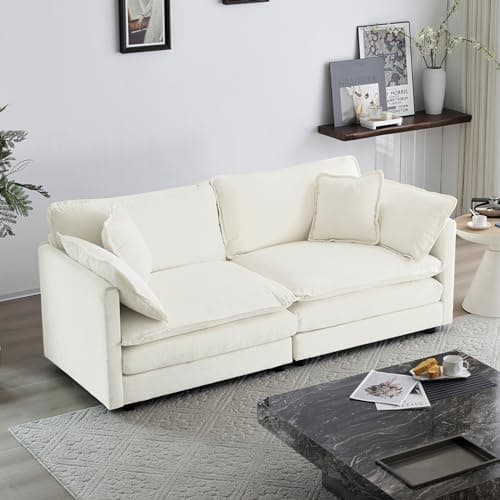 KIVENJAJA Green Oversized Chenille Loveseat Sofa, 4 Pillows, Modern Living Room Couch