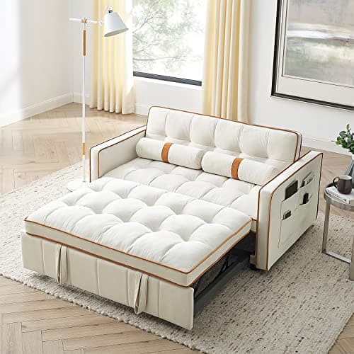 3 in 1 Tufted Velvet Couch Bed, Grey, 55.5"
