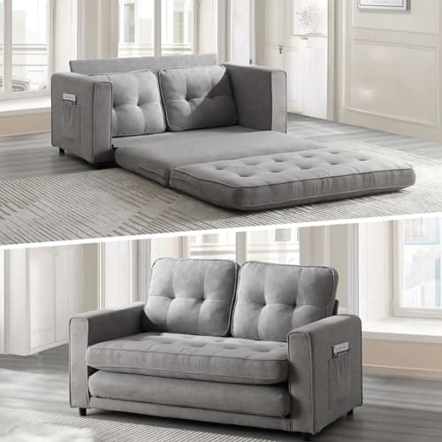 Convertible Loveseat Sleeper Couch with Legs and Back Cushion
