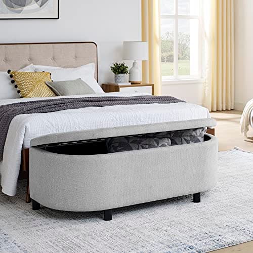 Set of 2 Storage Ottoman with Tufted Upholstery- Gray and Yellow