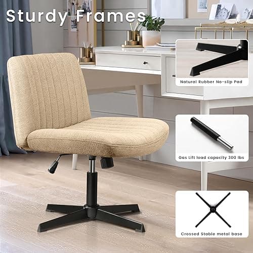 PUKAMI Cross Legged Office Chair, Fabric Padded, Swivel & Height Adjustable (Yellow)