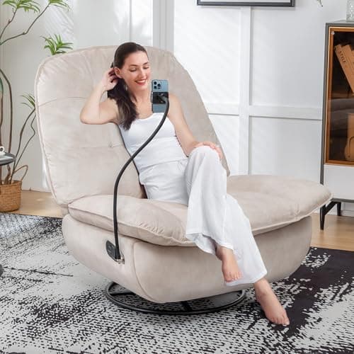 Black Swivel Recliner Rocker Chair with Footrest for Nursery, Living Room, Bedroom, and Office