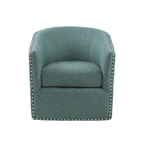Madison Park Tyler Curved Back Swivel Accent Chair, 7-Inch Cushion, Neutral Tone