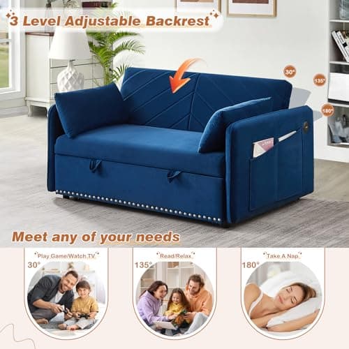 JEEOHEY 3 in 1 Convertible Sleeper Sofa Bed