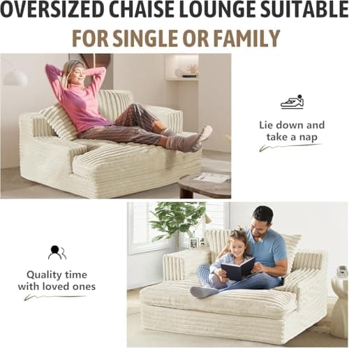 Oversized Chaise Lounge Sofa for Bedroom and Living Room