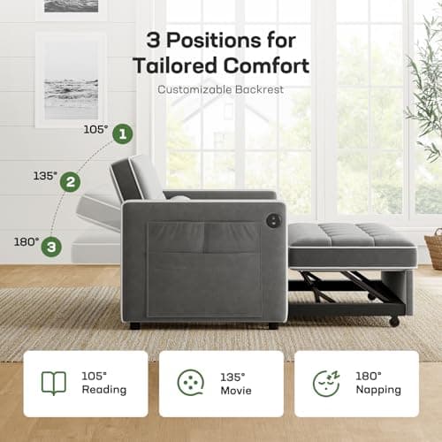 Marsail 3-in-1 Pull Out Sofa Bed with USB Charging & Storage
