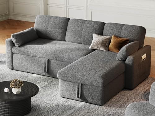 YITAHOME 86" Sleeper Sofa, Convertible 2-in-1 Pull-Out Couch Bed with Storage, Grey