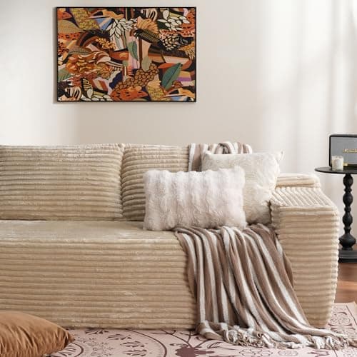 Ovios 104" Cloud Sectional with L-Shaped Chaise, Camel (Corduroy)