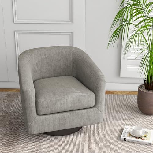 Modern Cream UIXE PU Leather Swivel Barrel Club Chair Set (2)