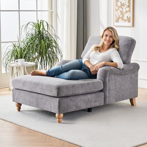 Modern Chaise Lounge Chair with Adjustable Backrest and Sleeper Bed Option for Indoor Use