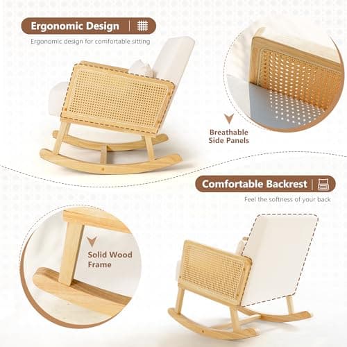Wooden Rocking Chair with Washable Cushions for Outdoor and Indoor Use