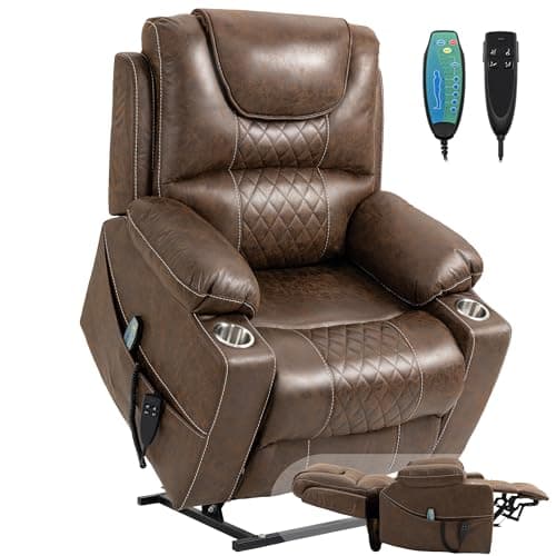 Big Man Power Oversized Recliner with Dual Motor Heat Vibration for Elderly