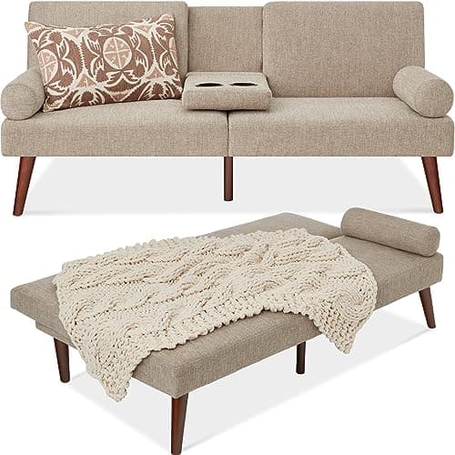 Best Choice Products Mid-Century Modern Convertible Futon Sofa Bed, Gray