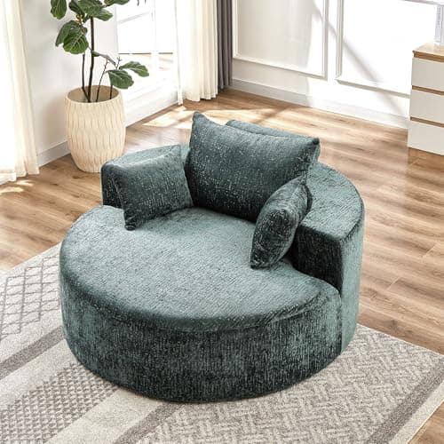 JEEOHEY Green Modern Round Accent Sofa Chair for Living Room