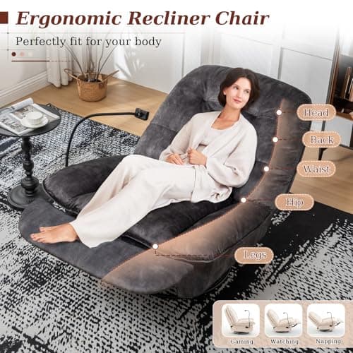 Black Swivel Recliner Rocker Chair with Footrest for Nursery, Living Room, Bedroom, and Office