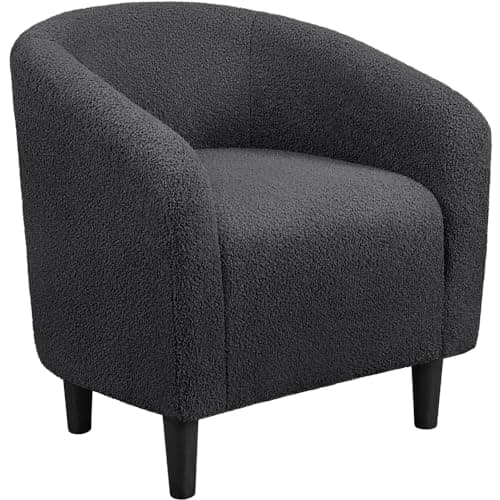 Yaheetech Grey Velvet Living Room Chair with Armrest and Low Back