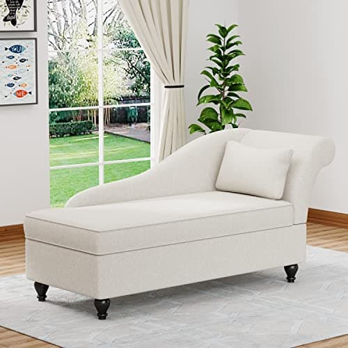 Yongqiang Tan Upholstered Wood Leg Chaise Lounge for Living Room and Bedroom