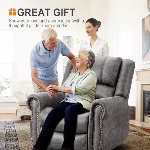 CDCASA Grey Dual Motor Lazy Boy Recliner with Massage, Heat, and Infinite Positions for Seniors