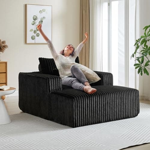 Oversized Chaise Lounge Chair for Indoor Living Room, Black