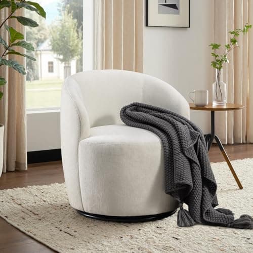 360 Degree Swivel Barrel Chair in Black Chenille Fabric