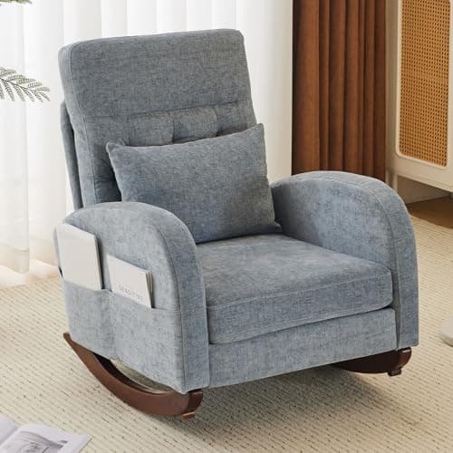 VINGLI Thick Headrest Mid-Century Modern Nursing Rocking Chair