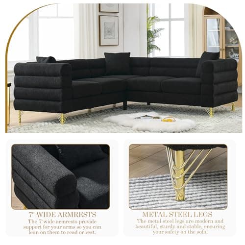Oversize L Shaped Corner Sofa Couch in Teddy Bouclé Cloud Fabric