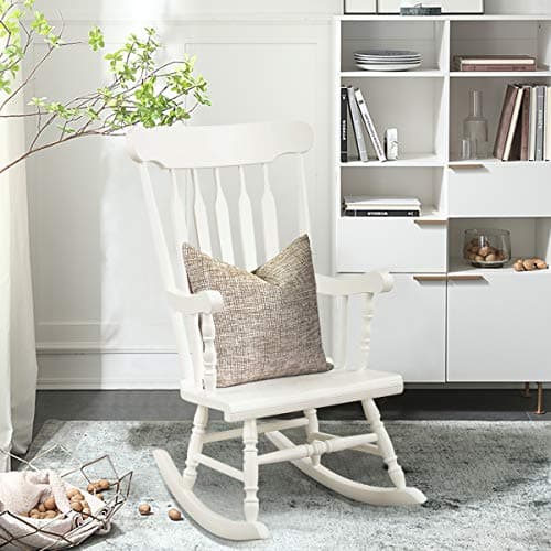 Giantex Outdoor Wood Rocking Chair - White,Slat Back,Patio & Garden Rocker