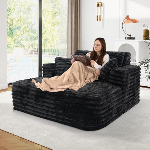 JEEOHEY Plush Faux Fur Sleeper Sofa Couch Bed for Living Room & Bedroom (Black)
| JEEOHEY Oversized Chaise Lounge Chair with Compression Foam for Comfort (Black)
| JEEOHEY Fluffy Comfy Cloud Couch with Wide Armrests for Relaxation (Black)