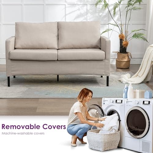 TYBOATLE Beige Modern Small LoveSeat Sofa for Living Room and Compact Spaces
