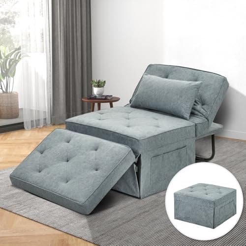 4-in-1 Convertible Sofa Bed with Adjustable Backrest, Gray (Large)