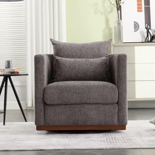 Dark Gray Chenille 360 Degree Swivel Arm Chair