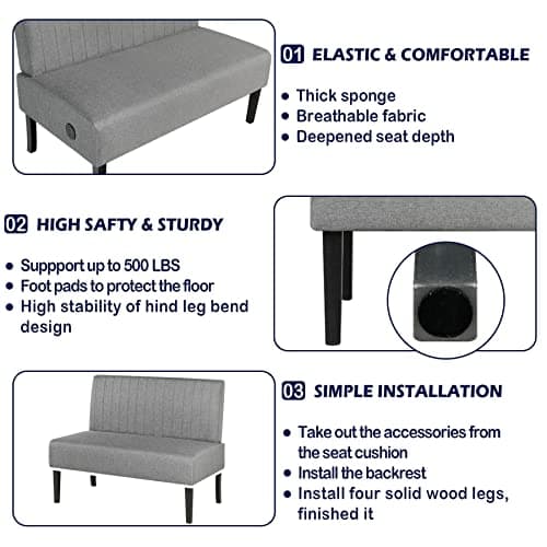 STHOUYN Mini Velvet Armless Loveseat with USB Port for Small Spaces