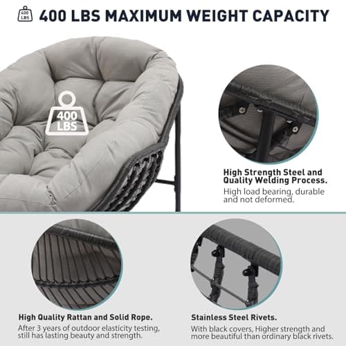 Oversized Grey Rattan Royal Rocking Chair, Indoor & Outdoor Patio Furniture