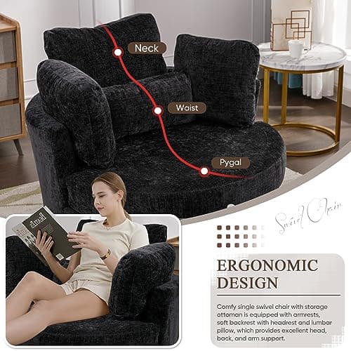 Modern Swivel Barrel Accent Chair for Nursery, Living Room, Office, Bedroom, Hotel