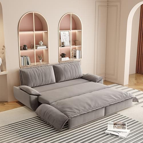 Eafurn Queen Size 3-in-1 Pull Out Sofa Bed with Storage Velvet Couch