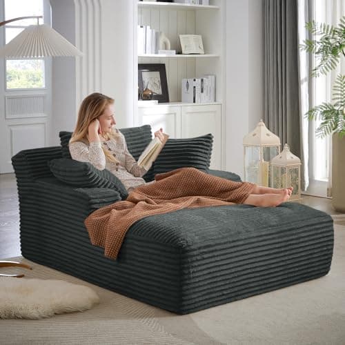 Oversized Chaise Lounge Chair for Indoor Use in White