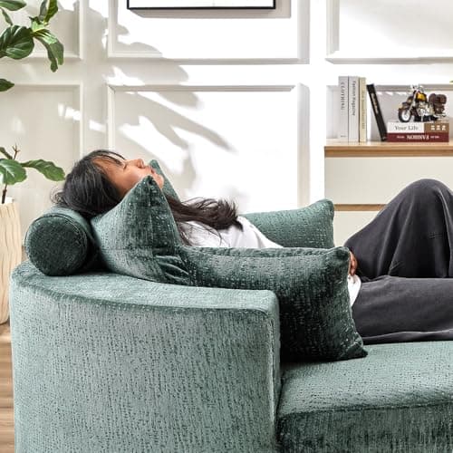 JEEOHEY Green Modern Round Accent Sofa Chair for Living Room