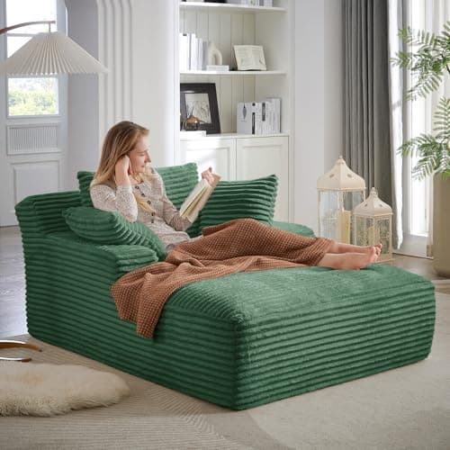 Oversized Chaise Lounge Chair for Indoor Use in White
