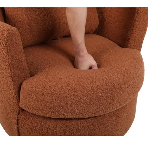 Stainless Steel Base 360 Degree Swivel Chair, Brown Teddy Seat for Living Room