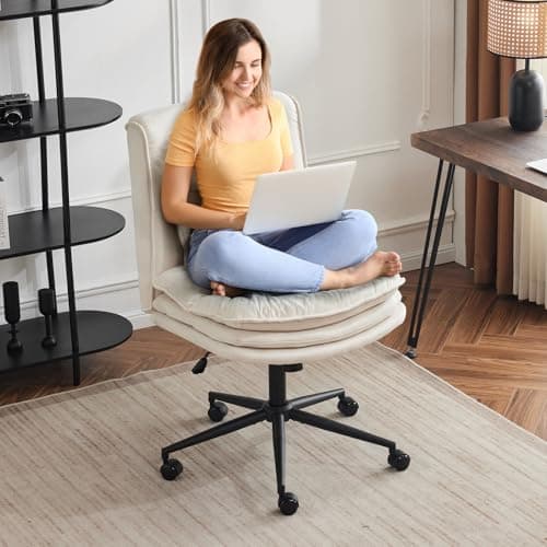 VINGLI Yellow Criss Cross Office Chair, 18" High, Swivel, Padded Seat