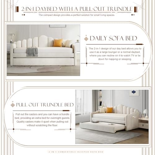 Velvet Daybed with Trundle and USB Charging Ports