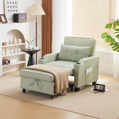 VINGLI 3-in-1 Convertible Sofa Bed with USB Ports and Cup Holders, Dark Grey
