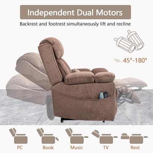 Big Man Power Oversized Recliner with Dual Motor Heat Vibration for Elderly