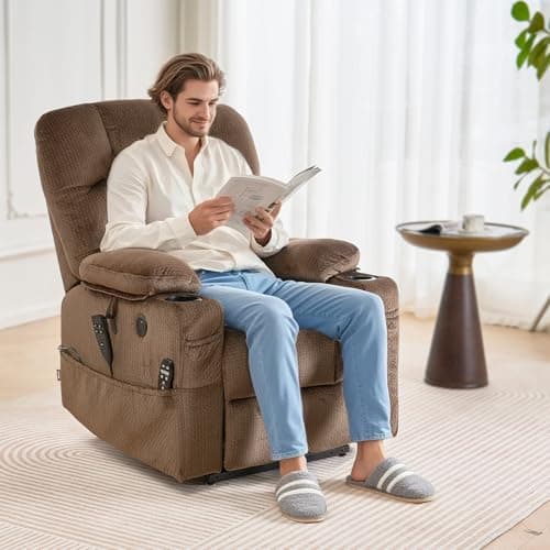 VEVOR Electric Recliner Chair with Heat & Massage (Brown, Large)