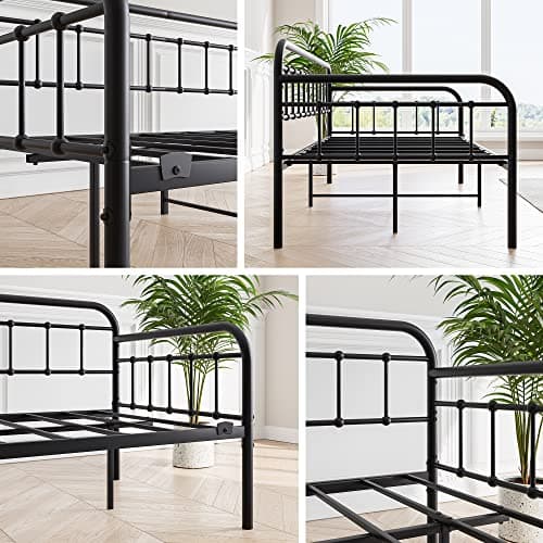 JURMERRY Black Metal Daybed Frame with Steel Slats Twin Size Furniture
