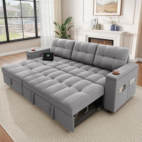 YITAHOME 4-Seat Dark Gray L-Shaped Sleeper Sofa with Storage Chaise