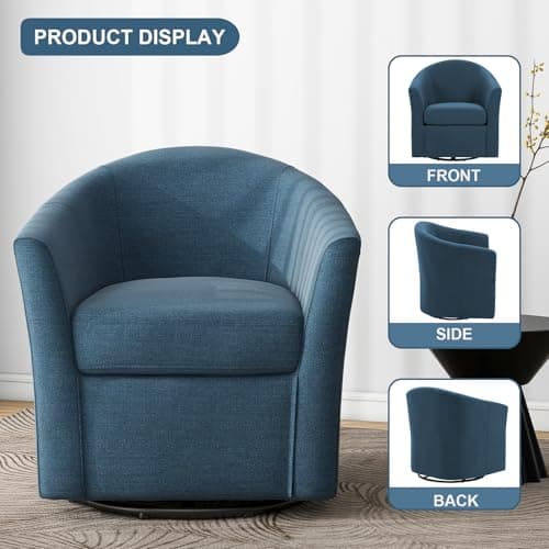 UIXE Blue 360° Swivel Accent Chair Set of 2