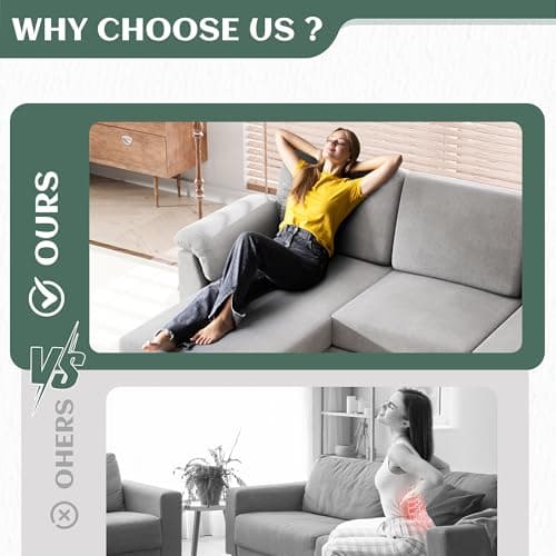 Vongrasig 79" L-Shaped Couch with Storage Ottoman, Light Grey Linen Fabric