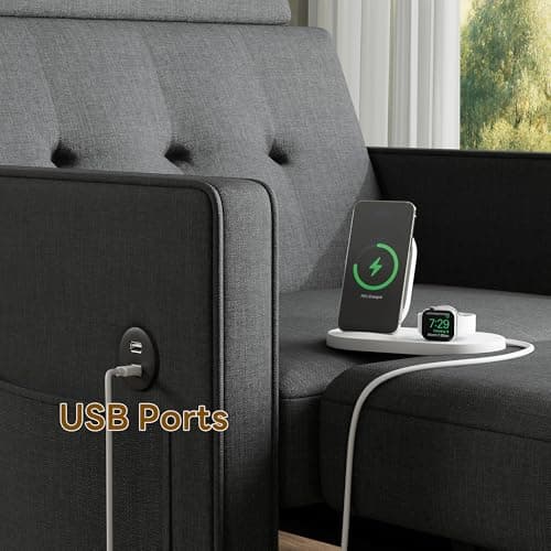 LIKIMIO 3-in-1 Sleeper Sofa Chair Bed, Dark Greyadjustable backrest_linenfabric